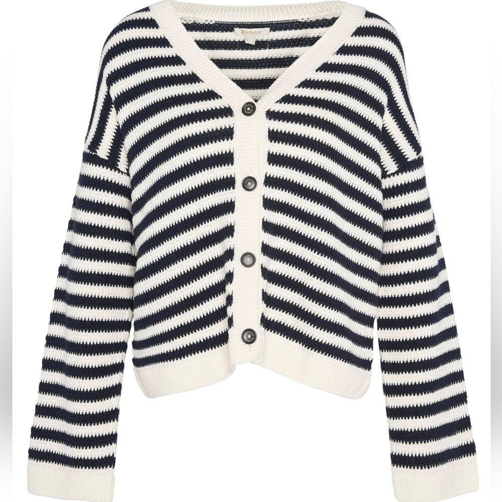 Barbour Sandgate Knitted Cardigan Women's Multi Stripe  Size 6 - Picture 5 of 16
